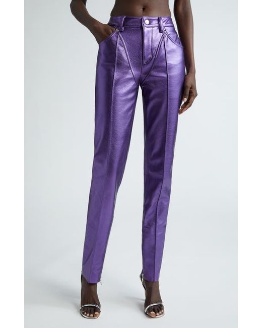 Laquan Smith Tapered Metallic Leather Pants