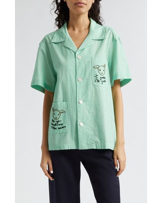 Bode See You the Barn Embroidered Cotton Button-Up Shirt