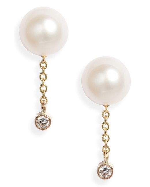 Poppy Finch Cultured Pearl Diamond Drop Earrings