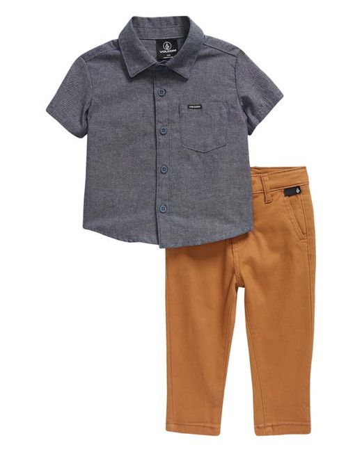 Volcom Stripe Short Sleeve Button-Up Shirt Chinos Set