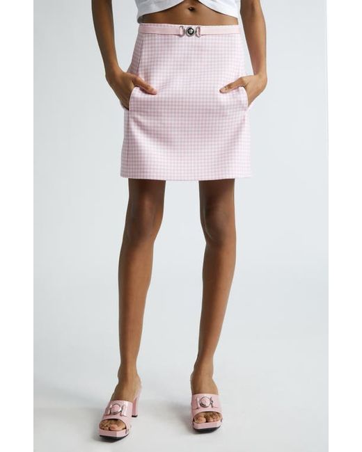 Versace Gingham Belted Virgin Wool Miniskirt