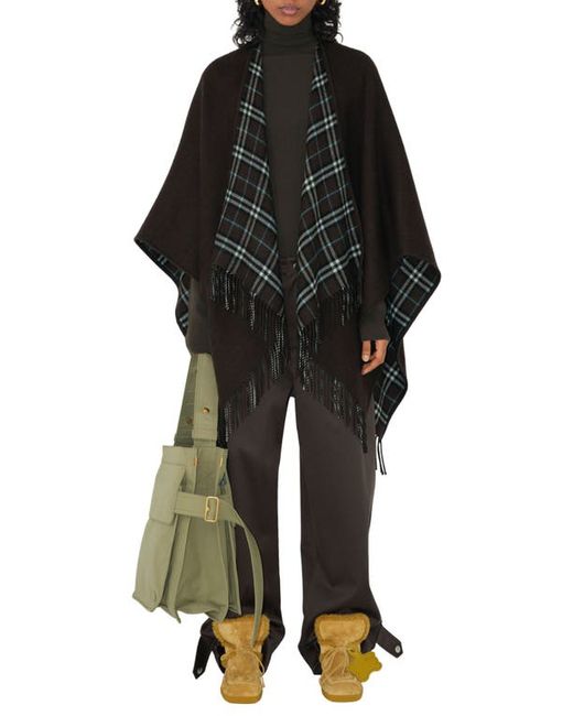 Burberry Fringed Wool Reversible Cape