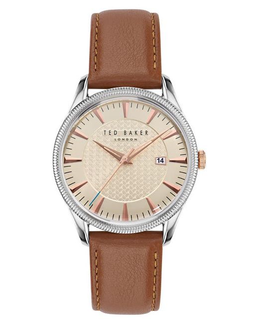 Ted Baker London Leather Strap Watch 20mm Tan