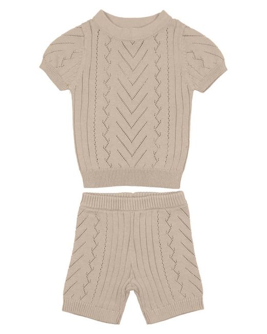 Manière Short Sleeve Pointelle Sweater Shorts Set