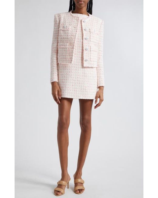 Veronica Beard Olbia Cotton Blend Tweed Jacket Off White/Coral