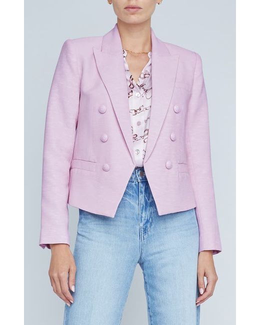 L'agence Brooke Texture Double Breasted Crop Blazer Lilac Snow/Sketch Chain