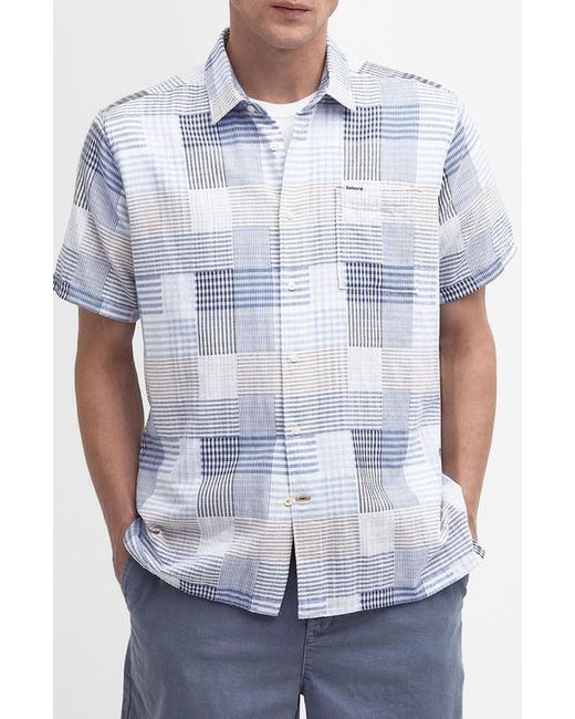 Barbour Oakshore Regular Fit Patchwork Print Short Sleeve Cotton Button-Up Shirt
