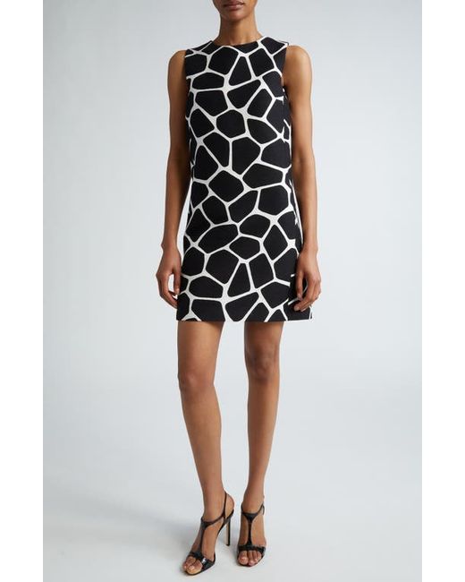 Michael Kors Collection Giraffe Cotton Silk Jacquard Shift Dress Optic Black