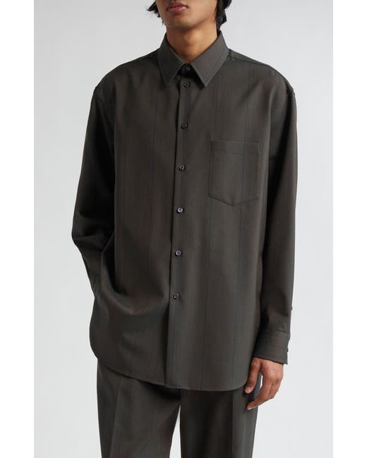 Burberry Stripe Oversize Wool Button-Up Shirt