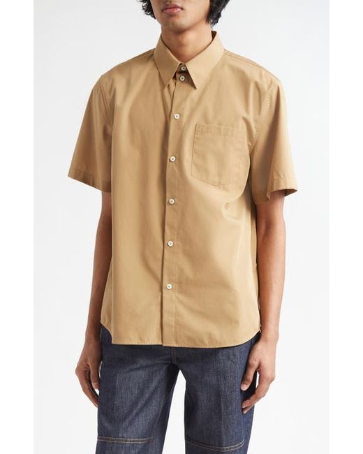 Helmut Lang Classic Short Sleeve Cotton Button-Up Shirt