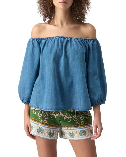 Sanctuary Beach to Bar Off the Shoulder Chambray Top