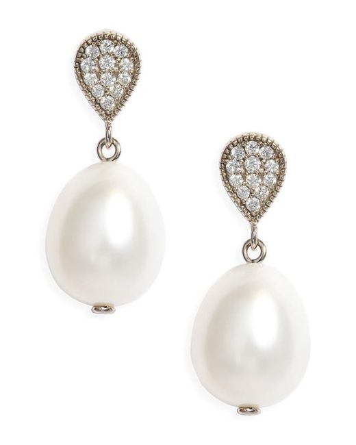 Poppy Finch Pavé Diamond Cultured Pearl Drop Earrings Pearl/14K Gold