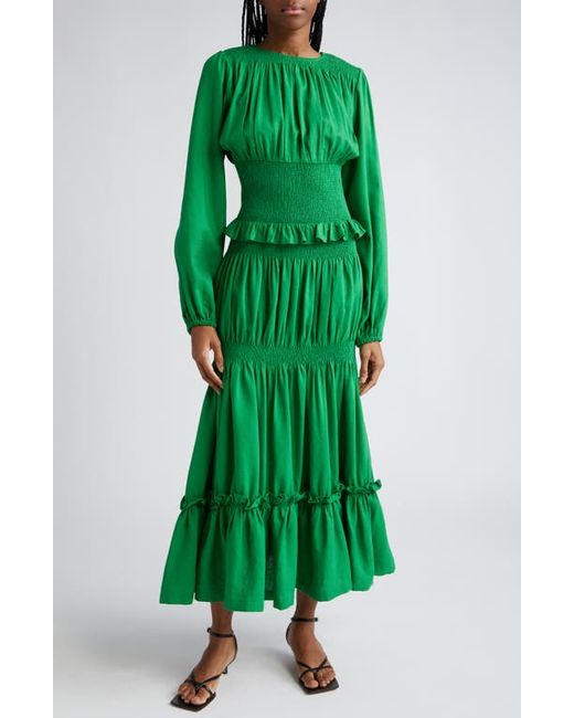 Orire Gale Smocked Long Sleeve Tiered Maxi Dress