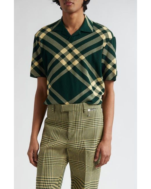 Burberry Check Wool Blend Polo Sweater