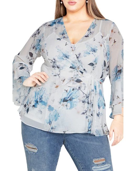City Chic Kelly Floral Print Wrap Top