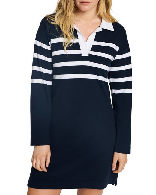 Faherty Rugby Stripe Long Sleeve Cotton Polo Dress