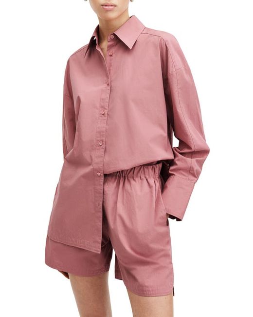 AllSaints Karina Poplin Button-Up Tunic Shirt