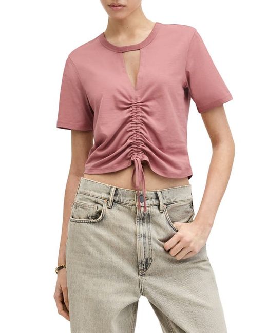 AllSaints Gigi Cutout Ruched Front Cotton T-Shirt