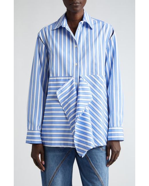 J.W.Anderson Stripe Long Sleeve Draped Peplum Shirt White
