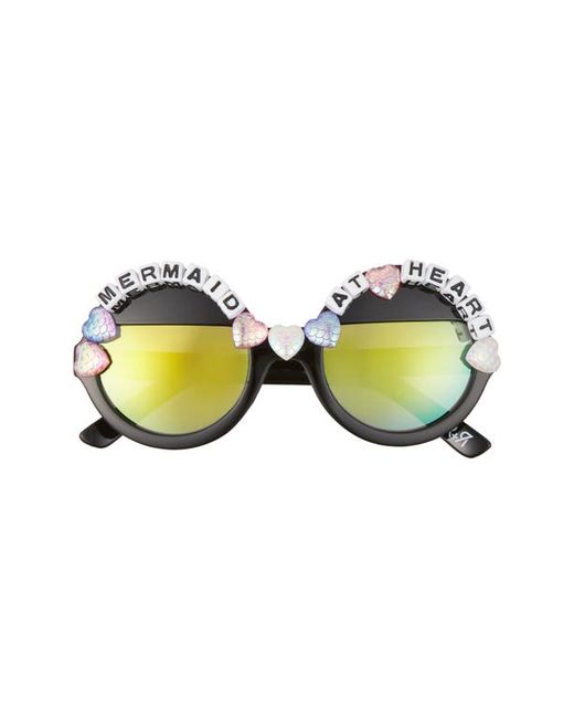 Rad + Refined Mermaid Heart Round Sunglasses Black Mirrored