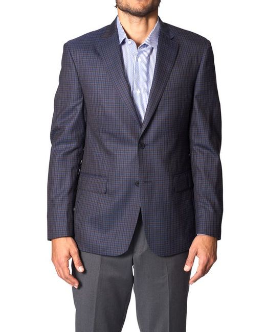 JB Britches Microcheck Wool Sport Coat Navy/Brown/Grey