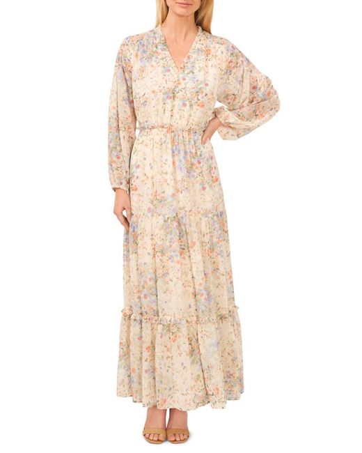 Cece Floral Tiered Long Sleeve Maxi Dress
