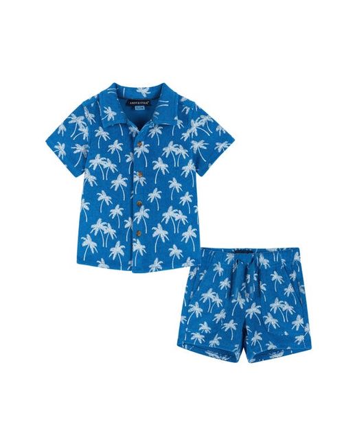 Andy & Evan French Terry Button-Up Shirt Shorts Set
