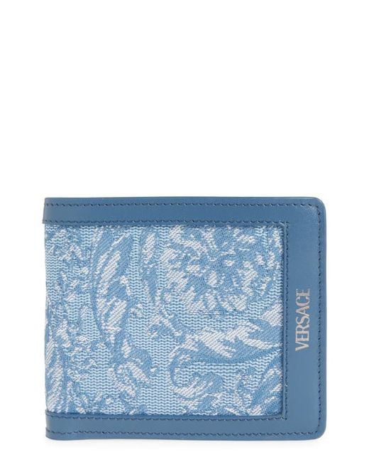 Versace Floral Jacquard Leather Bifold Wallet