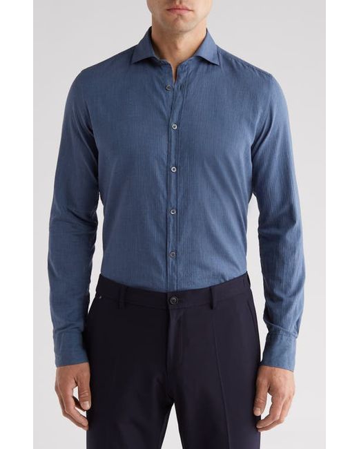 Canali Solid Cotton Button-Up Shirt