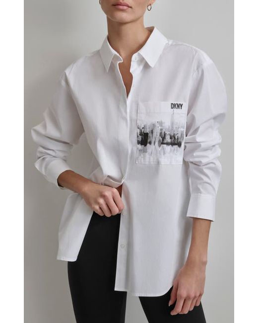 Dkny Cityscape Pocket Long Sleeve Button-Up Shirt