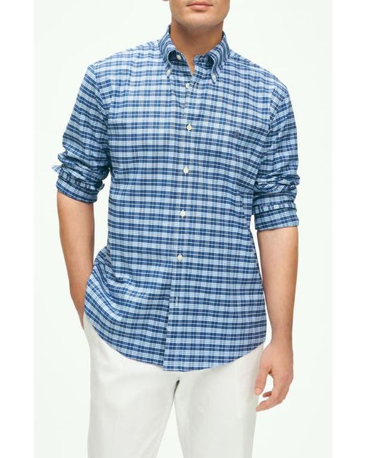 Brooks Brothers Check Stretch Button-Down Oxford Shirt