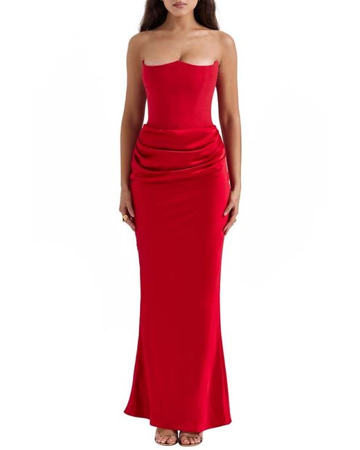 House Of Cb Strapless Satin Corset Cocktail Dress