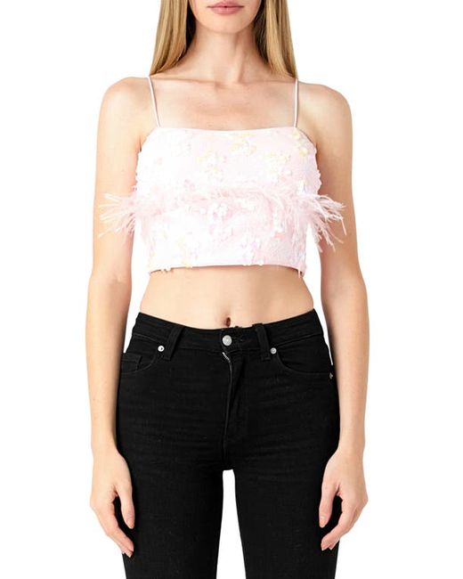 Endless Rose Sequin Feather Crop Top