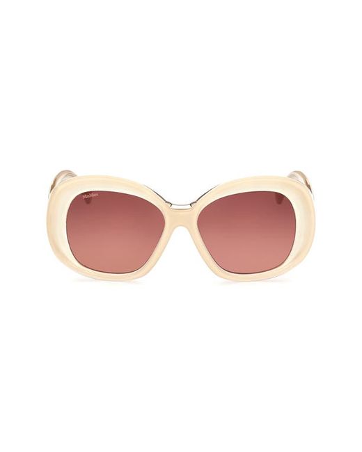 Max Mara 55mm Round Sunglasses Ivory Gradient Brown
