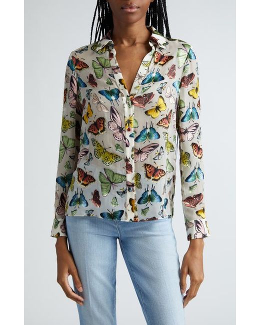 Alice + Olivia Eloise Butterfly Print Button-Up Shirt