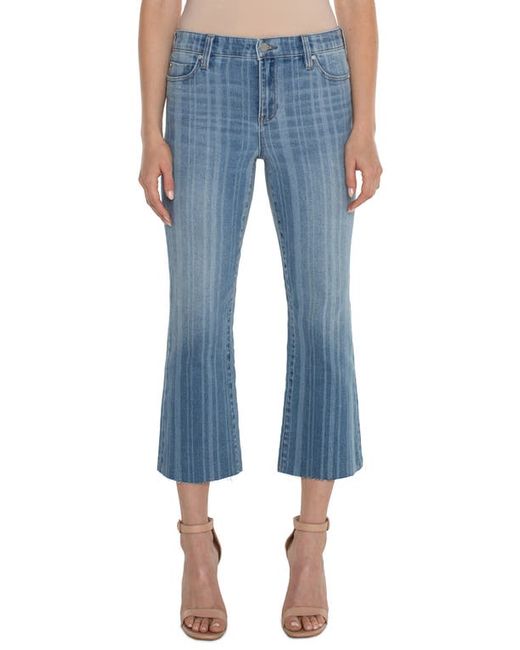 Liverpool Los Angeles Hannah Stripe Raw Hem Crop Flare Jeans