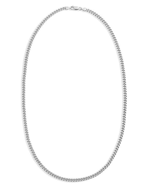 Argento Vivo Sterling Silver Flat Cuban Chain Necklace