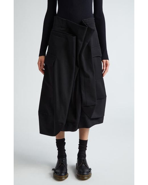 Comme Des Garçons Asymmetric Ruched Wool Gabardine Skirt