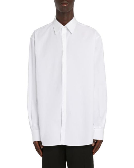 Valentino Oversize Long Sleeve Cotton Poplin Button-Up Shirt