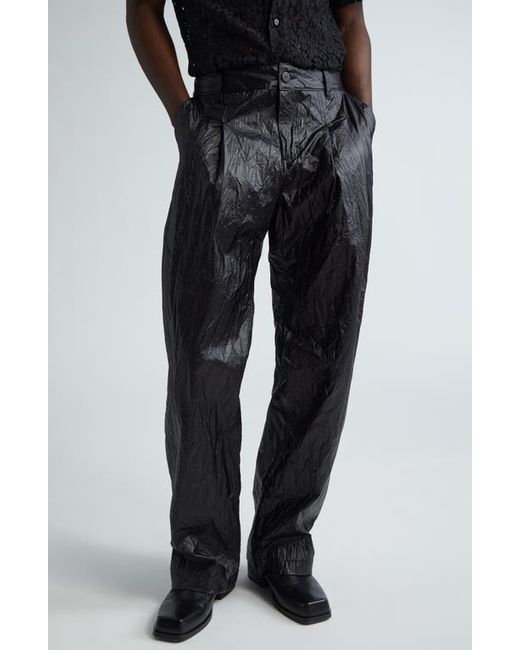 Eckhaus Latta Crinkled Faux Leather Trousers