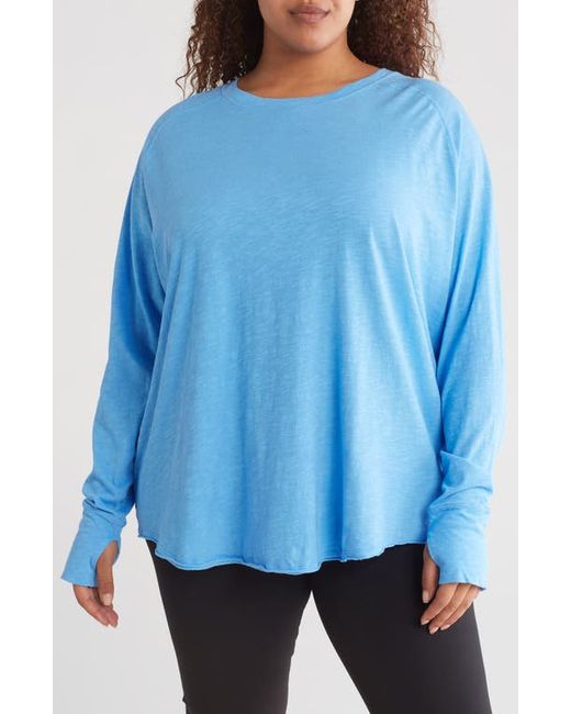 Zella Relaxed Washed Cotton Long Sleeve T-Shirt