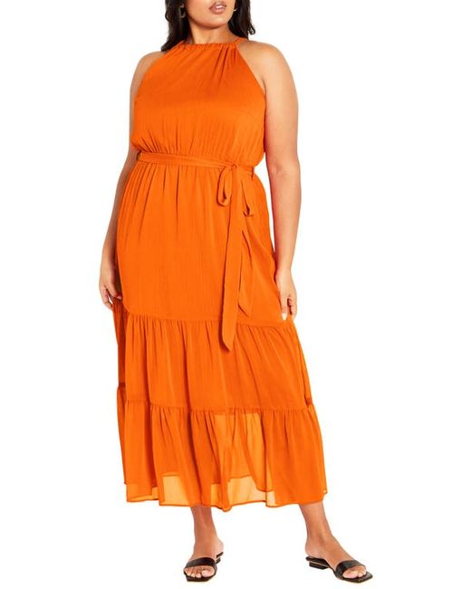 City Chic Callie Tiered Belted Maxi Dress