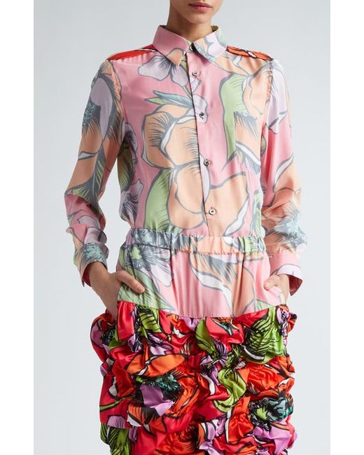 Comme Des Garçons Floral Reverse Print Satin Button-Up Shirt