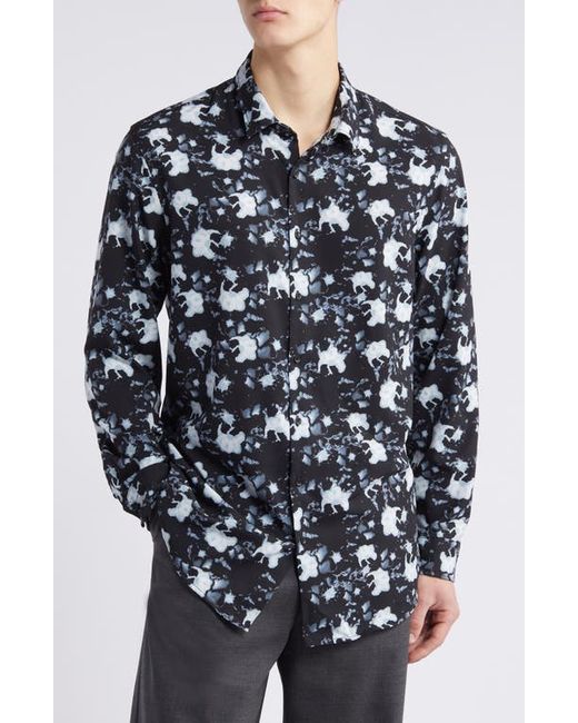 Open Edit Extra Trim Floral Stretch Button-Up Shirt