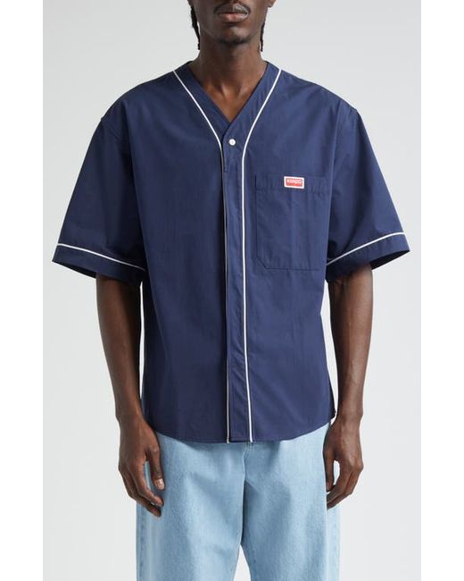 Kenzo Baseball Short Sleeve Cotton Button-Up Shirt