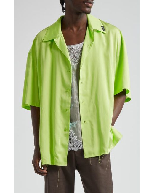 Martine Rose Gender Inclusive Satin Lace Camisole Camp Shirt Lime/Iridescent