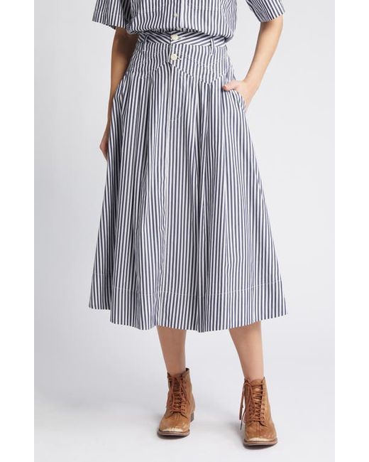The Great . The Field Stripe Cotton Midi Skirt