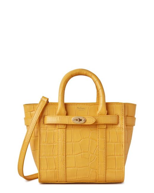 Mulberry Micro Bayswater Croc Embossed Leather Satchel