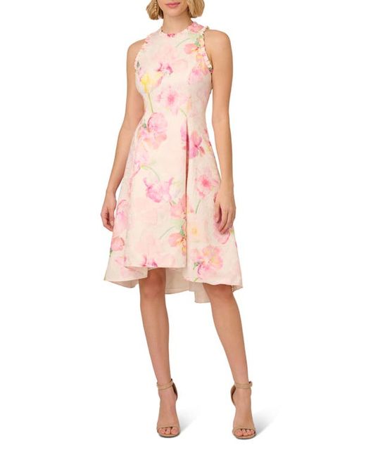 Adrianna Papell Floral Jacquard High-Low Dress