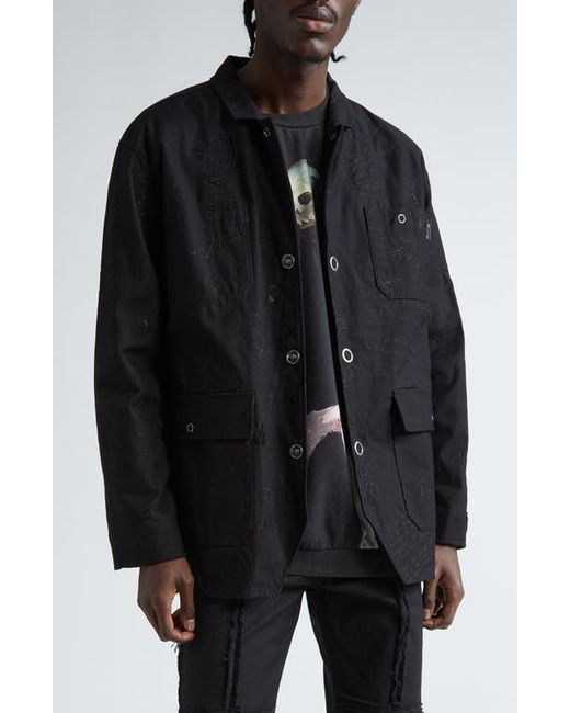 Undercover Graffiti Embroidered Cotton Blend Utility Jacket